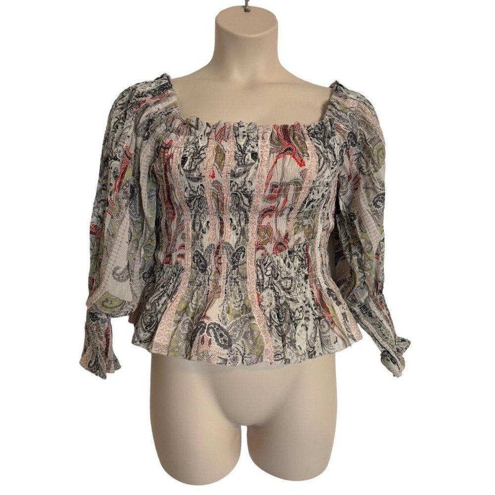 All Saints Lara Makutu Large Soft Pink Size 12 Smocked Cropped $229 - Picture 4 of 12